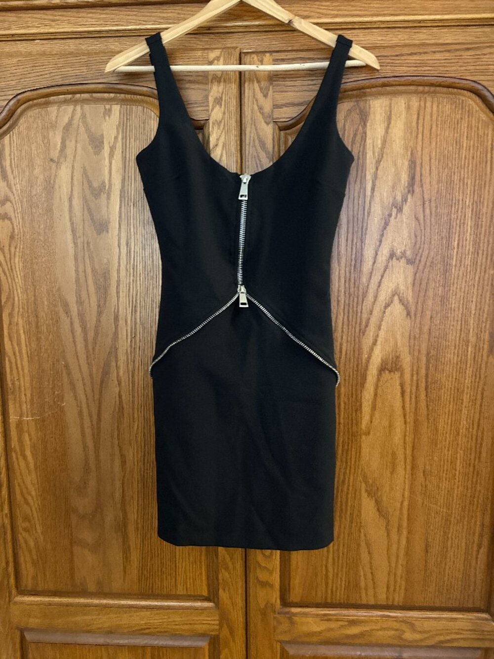 Zara Black Bodycon Dress with Exposed Silver Zippers